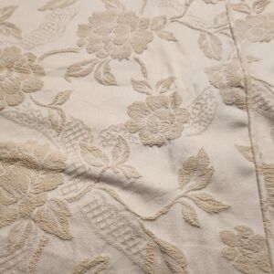 Pottery Barn Ivory Jacquard Twin Duvet Cover & Sham & Roman Shade